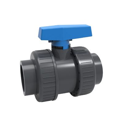 kwaliteit  PP Ball PVC Double Union Ball Valve for 1 Inch Pipe 1.0MPA Pressure and EPDM O-ring fabriek