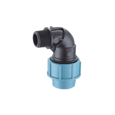 BSPT Donkerblauw PN16 PP Pe-compressiebuisbevestigingen Elbow voor landbouwbewatering