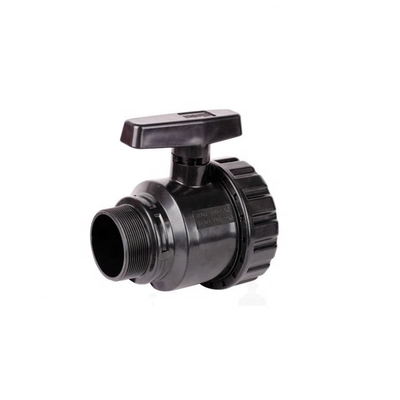 Vervaardiging Zwarte PVC-kogelkleppen 50 mm Vrouwelijke Mannelijke Gietservice 1.0MPA Druk