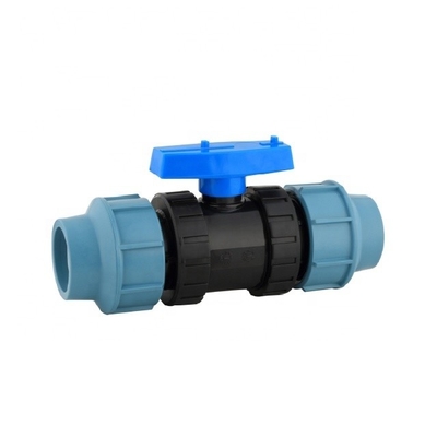 Vervaardiging van kunststofkleppen Langdurige 32 mm blauwe PP-compressiekleppen voor irrigatie