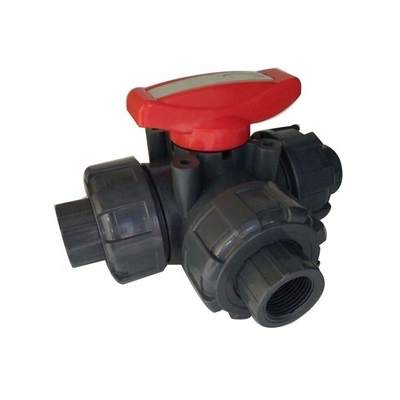 OEM ODM 2 inch Pool 3 Way Ball Valve met vormverwerking in witgrijze