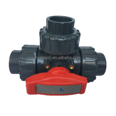 OEM ODM 2 inch Pool 3 Way Ball Valve met vormverwerking in witgrijze