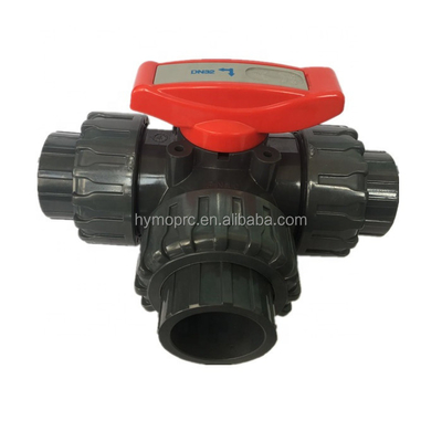 OEM ODM 2 inch Pool 3 Way Ball Valve met vormverwerking in witgrijze