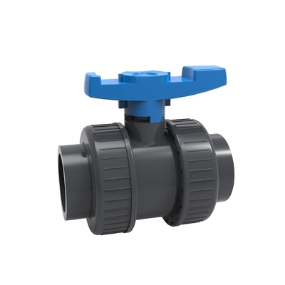 PP Ball PVC Double Union Ball Valve voor 1 inch Pipe 1.0MPA Druk en EPDM O-ring